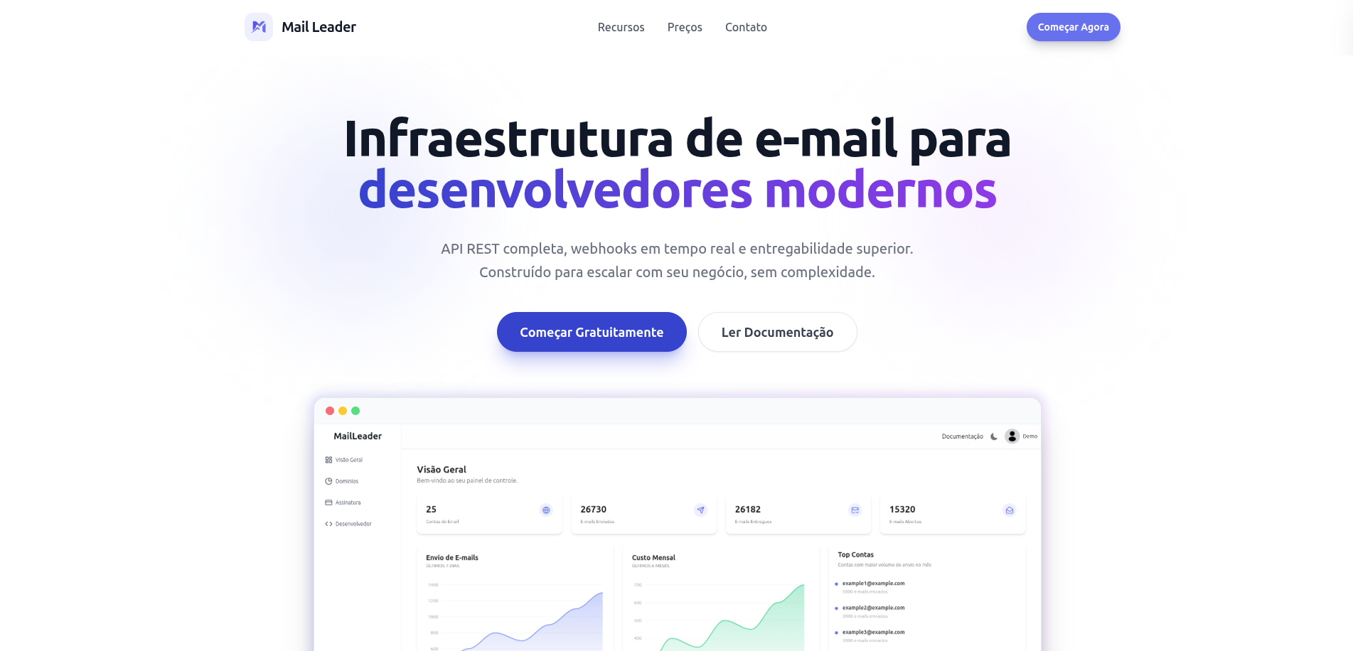 Preview do site Mail Leader